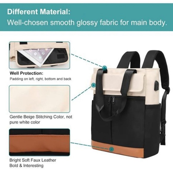 Women's Convertible Daypack Laptop Backpack, Computer Backpack Work Backpack - Picture 4 of 5